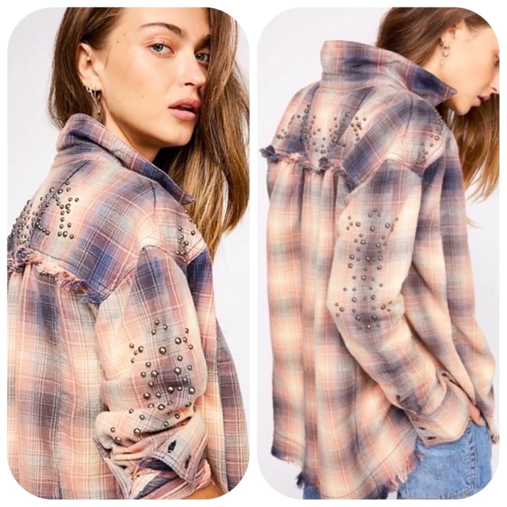 Free People Take Me On Plaid Oversized Flannel